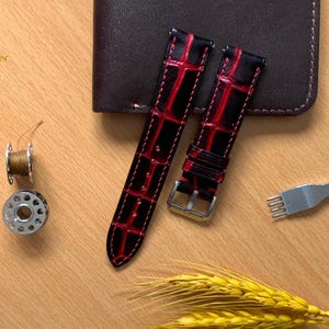 Premium Alligator Leather Watch Strap, high quality watch band, custom leather watch strap, 24mm,22mm,21mm,20mm,19mm,18mm,16mm,14mm.