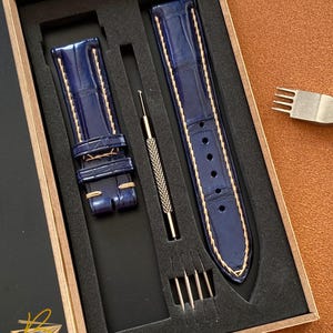 Navy Blue Alligator Leather Watch Strap, high quality watch strap,leather watch band, custom all size, 24mm,22mm,21mm,20mm,19mm,18mm,16mm.