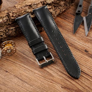 Italian Nappa leather watch strap, Black Premium leather watch strap, high quality watch strap,all size, 24mm,22mm,21mm,20mm,19mm,18mm,16mm: