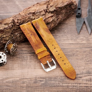 Vegetable–Tanned Leather Watch Strap ,Custom Watch strap, Handmade Leather Watch Band,Italian Leather Watch Strap,22mm 20mm 18mm 16mm 14mm: