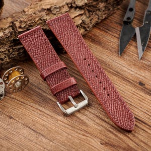 Reddish Brown Epsom Leather Strap,leather watch band handmade,personalized,high quality watch strap,24mm,22mm,21mm,20mm,19mm,18mm,16mm,14mm: