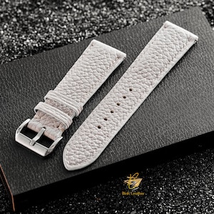 White Togo Leather Watch Strap, leather handmade watch band, high quality watch strap, custom leather,22mm,21mm,20mm,19mm,18mm,16mm.