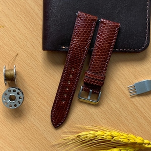 Armband aus braunem Eidechsenleder, hochwertiges Armband, Armband aus Leder, alle Größen individuell, 24 mm,22 mm,21 mm,20 mm,19 mm,18 mm,16 mm: