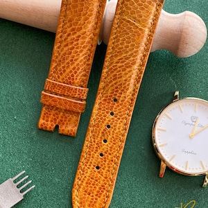 Gold Eidechsenarmband, hochwertiges Uhrenarmband, Uhrenarmband aus Leder, alle Größen 24 mm, 22 mm, 21 mm, 20 mm, 19 mm, 18 mm, 16 mm: