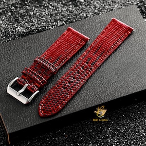 Red Black Lizard Leather Watch Strap, high quality watch band,leather watch band, custom all size, 24mm,22mm,21mm,20mm,19mm,18mm,16mm:
