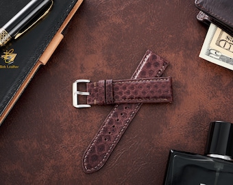 Brown Snake Leather Watch Strap ,Custom Watch Band 24mm 22mm 20mm Handmade Leather Watch Strap, Snake Leather Watch Strap, 18mm 16mm 14mm: