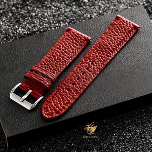Red Togo Leather Watch Strap, leather handmade watch band, high quality watch strap, custom all size ,22mm,21mm,20mm,19mm,18mm,16mm: