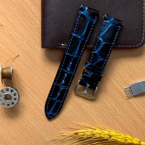 Premium Alligator Leather Watch Strap, high quality watch band, custom leather watch strap, 24mm,22mm,21mm,20mm,19mm,18mm,16mm,14mm.