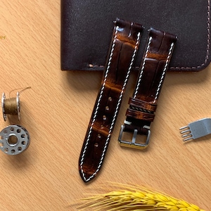 Premium Alligator Leather Watch Strap, high quality watch band, custom leather watch strap, 24mm,22mm,21mm,20mm,19mm,18mm,16mm,14mm.