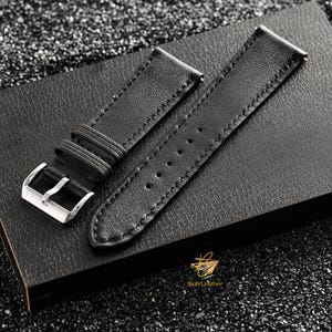 Swift Lederarmband schwarz, Uhrenarmband Leder schwarz, 24 mm, 22 mm, 21 mm, 20 mm, 19 mm, 18 mm, 16 mm.