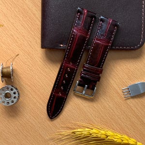 Premium Alligator Leather Watch Strap, high quality watch band, custom leather watch strap, 24mm,22mm,21mm,20mm,19mm,18mm,16mm,14mm.