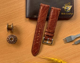Gyllengult strutsbensläderarmband 24 mm 22 mm 20 mm Handgjort läderarmband, personligt läderarmband, 18 mm 16 mm 14 mm.