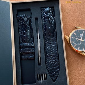 Black Alligator Leather Watch Strap, high quality watch band, alligator leather watch band, 24mm,22mm,21mm,20mm,19mm,18mm,16mm,14mm.