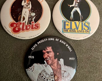 Group of 3  1970s Elvis Presley Pins