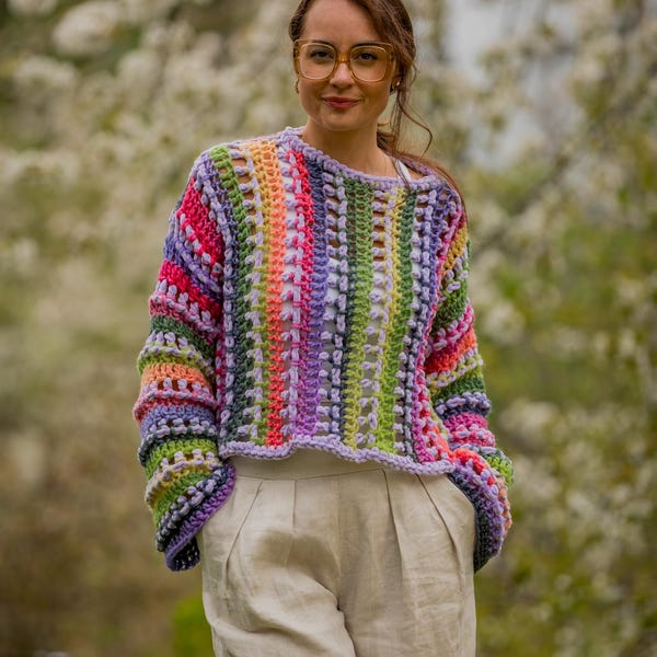 Suéter de crochet Candy Garden