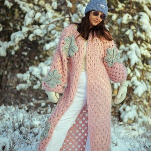 Crochet hexagon cardigan “pink cloud” pattern