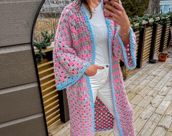 Crochet hexagon cardigan “Bubble bath” pattern