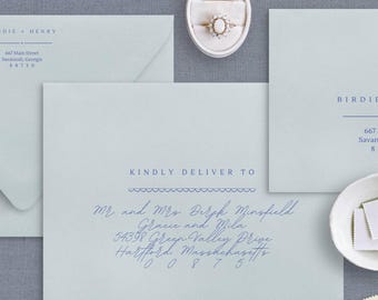 Guia de caligrafia de 2 peças e modelo de endereçamento de envelope, caligrafia digital faça você mesmo, envelopes de casamento, modelo Canva, download instantâneo