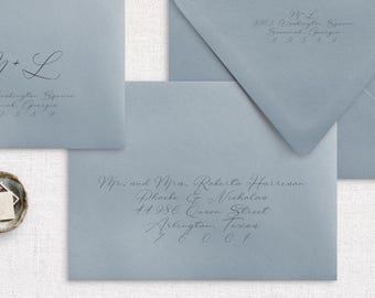 Guia de caligrafia de 2 peças e modelo de endereçamento de envelope, caligrafia digital faça você mesmo, envelopes de casamento, modelo Canva, download instantâneo