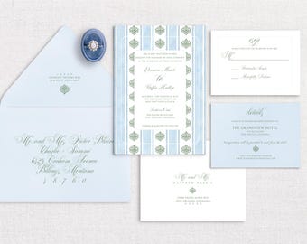 Pacote de convite de casamento de 5 peças, modelo Canva editável para convite, RSVP, cartão de detalhes e pacote de envelope, download instantâneo