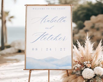 Placa de boas-vindas para casamento, modelo de pôster Canva, tela 24x36 e 18x24, imprimível, editável, personalizável