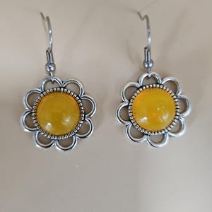 Yellow flower earrings