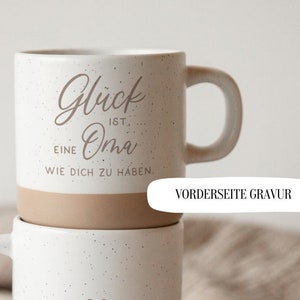 Tasse personalisiert / Geschenk Oma / Geschenk Mama / Weihnachtsgeschenk von Kind / Glück ist / Kaffeetasse Steinoptik / Keramik Weihnachten