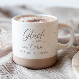 Tasse personalisiert / Geschenk Oma / Geschenk Mama / Weihnachtsgeschenk von Kind / Glück ist / Kaffeetasse Steinoptik / Keramik Weihnachten
