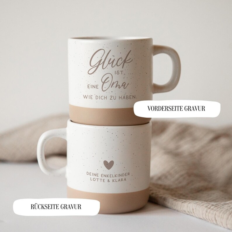Tasse personalisiert / Geschenk Oma / Geschenk Mama / Weihnachtsgeschenk von Kind / Glück ist / Kaffeetasse Steinoptik / Keramik Weihnachten