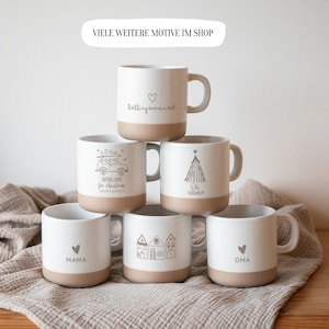 Personalisierte Tasse / Geschenk Kleinigkeit Freundin / Steingut Becher Gravur / Weihnachtsgeschenk / Kaffee Trinker Geschenk / Glück ist