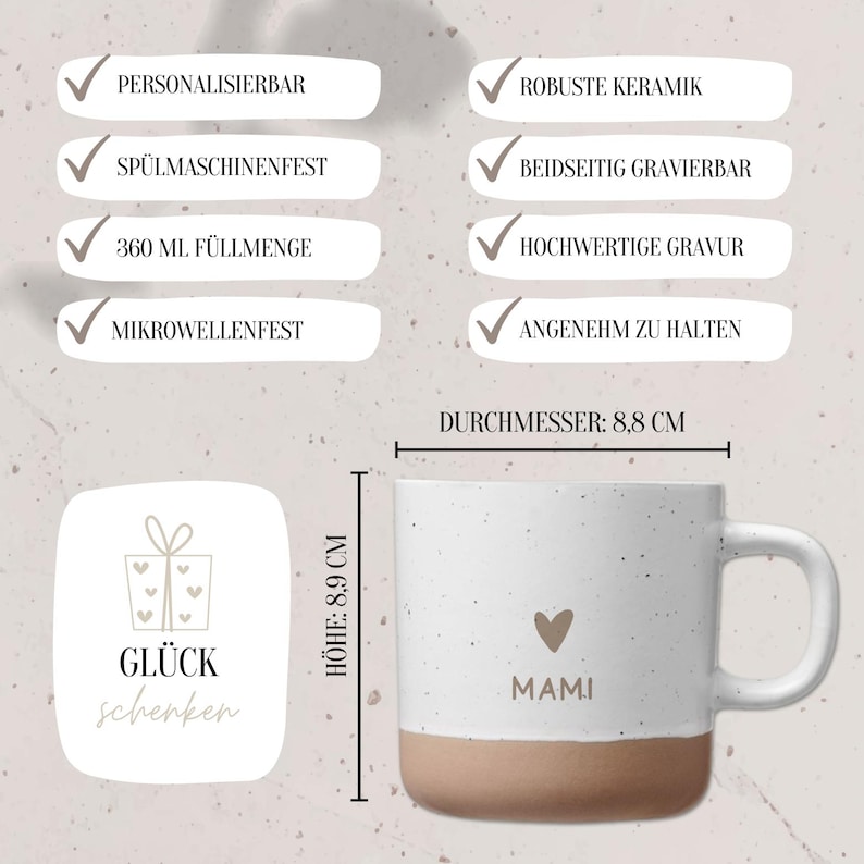 Mami Tasse / Muttertagsgeschenk von Kind / Geschenk Muttertag / Steingut Tasse mit Gravur / Geschenk  Mama / Ehefrau Geschenkidee / Mami