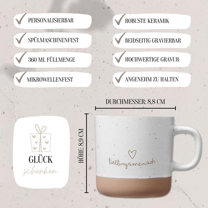 Keramik Tasse personalisiert / Geschenk Freundin / Beste Freundin Geschenkidee / Lieblingsmensch / Ehefrau Geschenk / Geschenke für Frauen