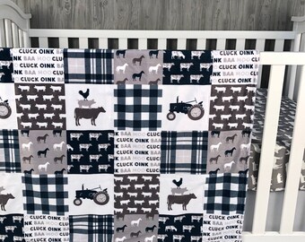 Baby Nursery Bedding Set Baby Farm Life Cow Farmer Etsy