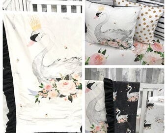 swan cot bed bedding