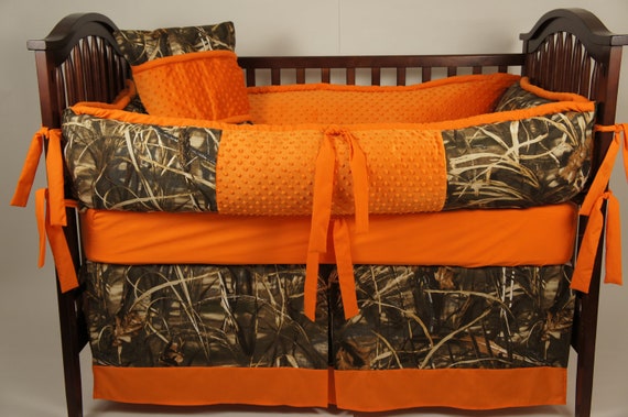Custom Made Baby Crib Bedding Max 5 Camo Orange Set Etsy