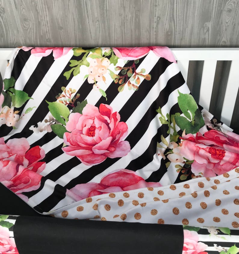 Baby Nursery Bedding Set Baby Girl Floral Stripe Etsy