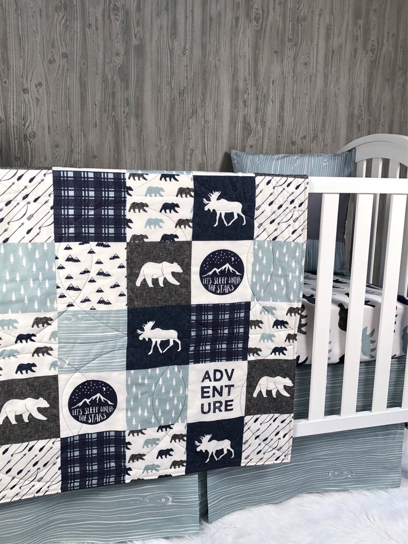 Baby Nursery Bedding Set Baby Woodland Moose Etsy
