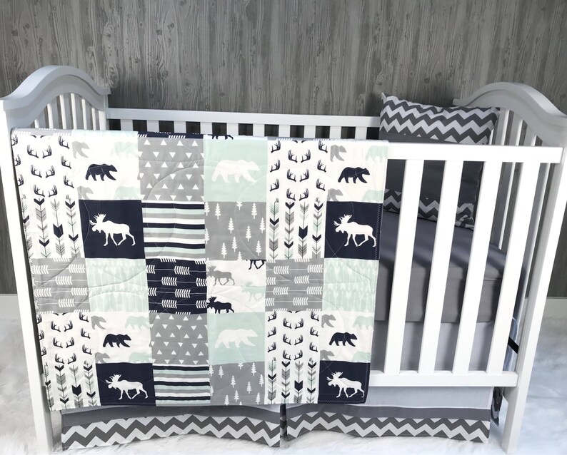Baby Nursery Set Baby/toddler Blanket Woodland Moose Etsy