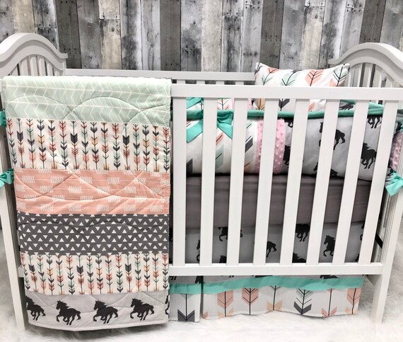 Baby Girl Crib Toddler Bedding Crib Set Horse Ranch Etsy