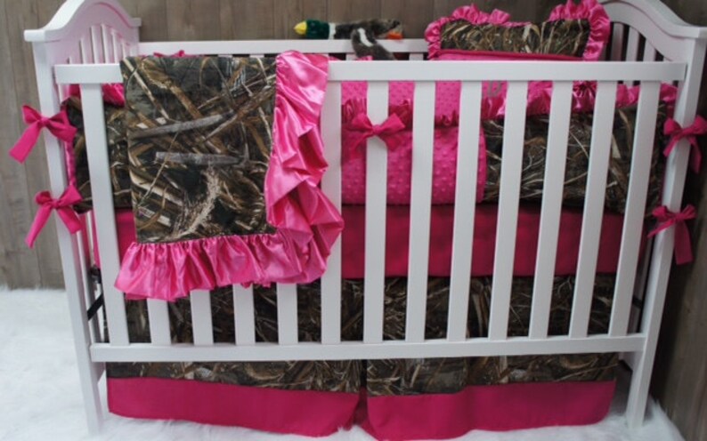 Custom Made Baby Crib Bedding Advantage Max 5 Camo Hot Pink Etsy