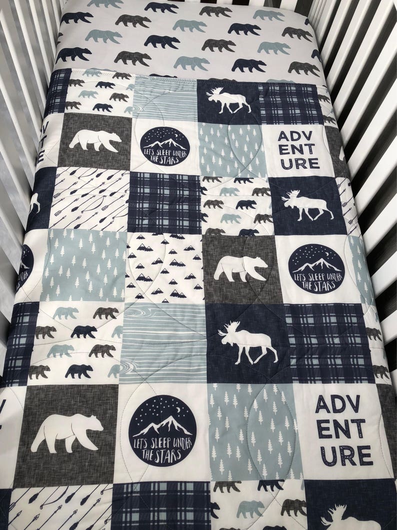 Baby Nursery Bedding Set Baby Woodland Moose Etsy
