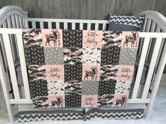 Pink camouflage crib clearance sets