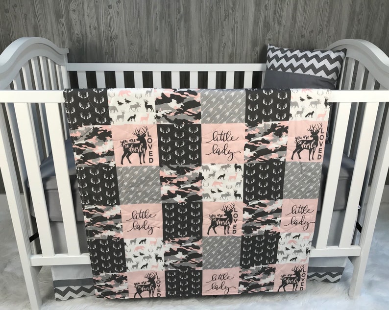 Baby Girl Nursery Set Toddler Blanket Woodland Pink Camo Little Lady Buck Bedding Crib