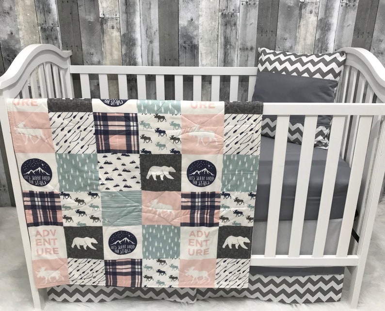 Baby Girl Nursery Set Baby Toddler Blanket Moose Under Etsy
