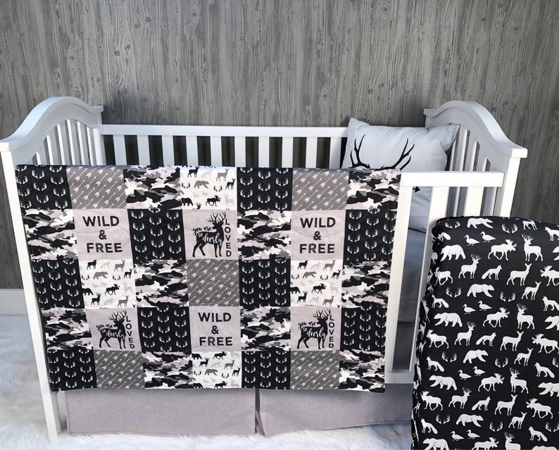 Baby Nursery Bedding Set Baby Woodland Dear Moose Etsy