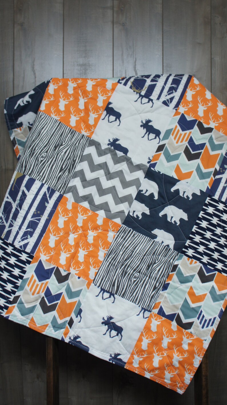 Baby Boy Hunting Quilt Baby Quilt Woodland Deer Moose Etsy