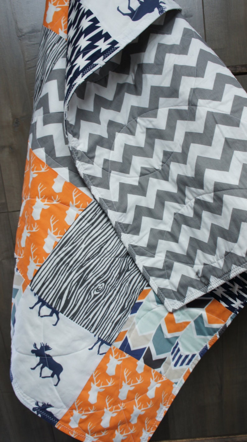 Baby Boy Hunting Quilt Baby Quilt Woodland Deer Moose Etsy
