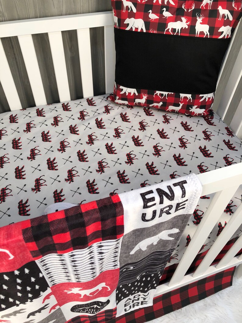 Baby Nursery Bedding Set Baby Woodland Moose Bear Etsy