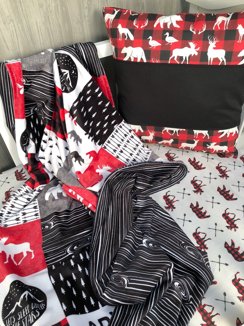 Baby Nursery Bedding Set Baby Woodland Moose Bear Etsy