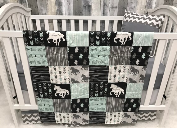 Baby Girl Boy Nursery Crib Set Baby Toddler Blanket Horse Etsy